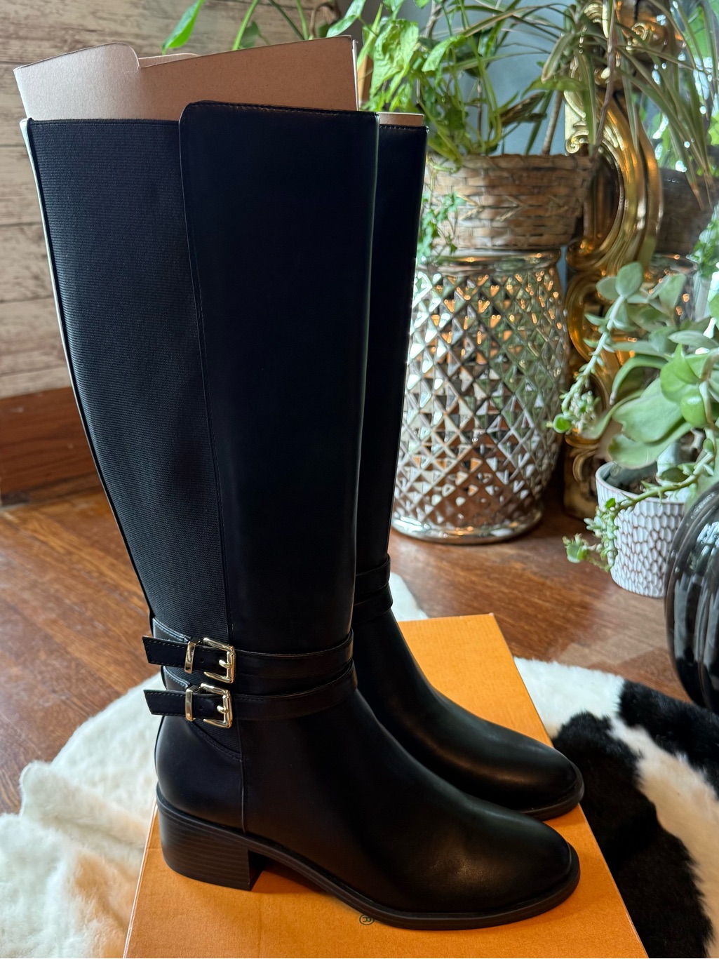 Unisa Black Over-The-Knee Double-Buckle Riding Boots